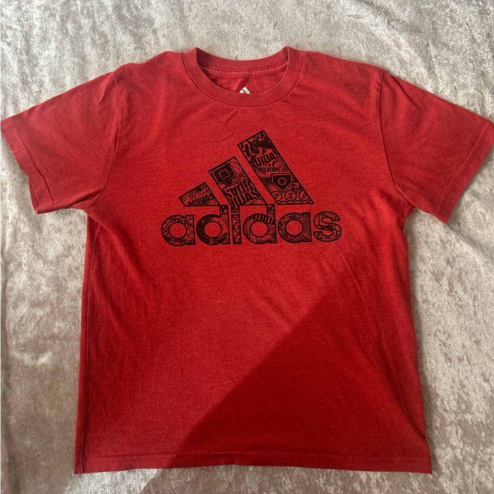 Adidas Kids Red Tee with Graphic Logo